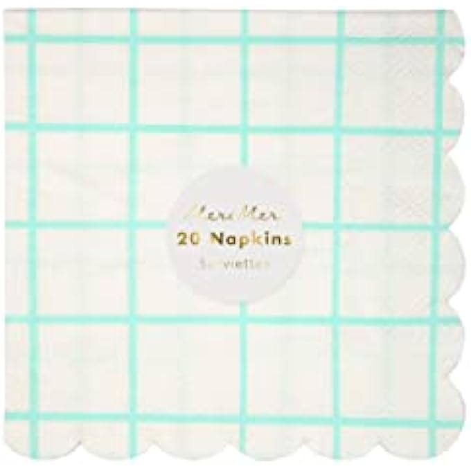 SMALL MINT GRID NAPKINSGREEN PARTY PAPER NAPKINS WITH SCALLOP EDGE, BIRTHDAY, WEDDING & SHOWER TABLE DCOR, PACK OF 20 - Image 2